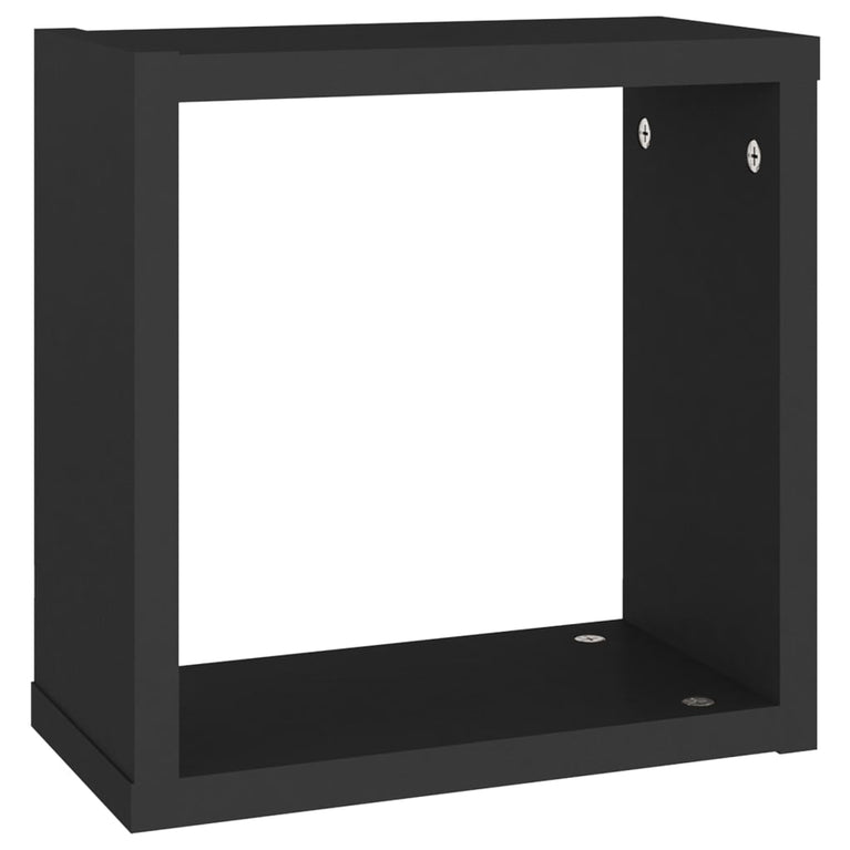 Wandschappen kubus 2 st 30x15x30 cm zwart