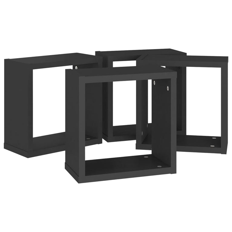 Wandschappen kubus 4 st 30x15x30 cm zwart