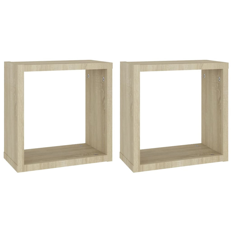 Wandschappen kubus 2 st 30x15x30 cm sonoma eikenkleurig