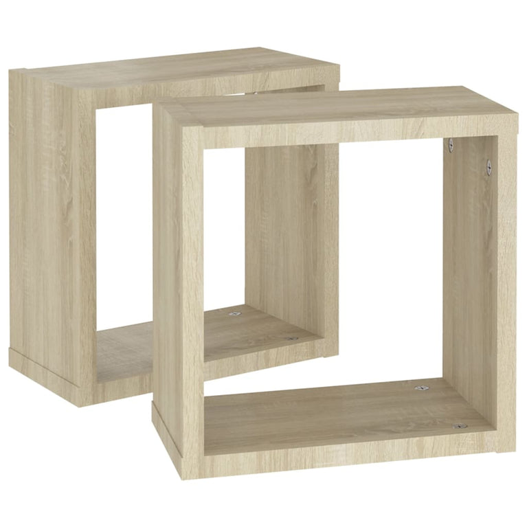 Wandschappen kubus 2 st 30x15x30 cm sonoma eikenkleurig