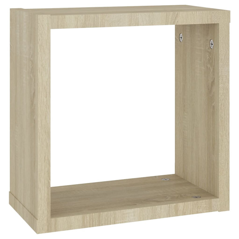 Wandschappen kubus 2 st 30x15x30 cm sonoma eikenkleurig