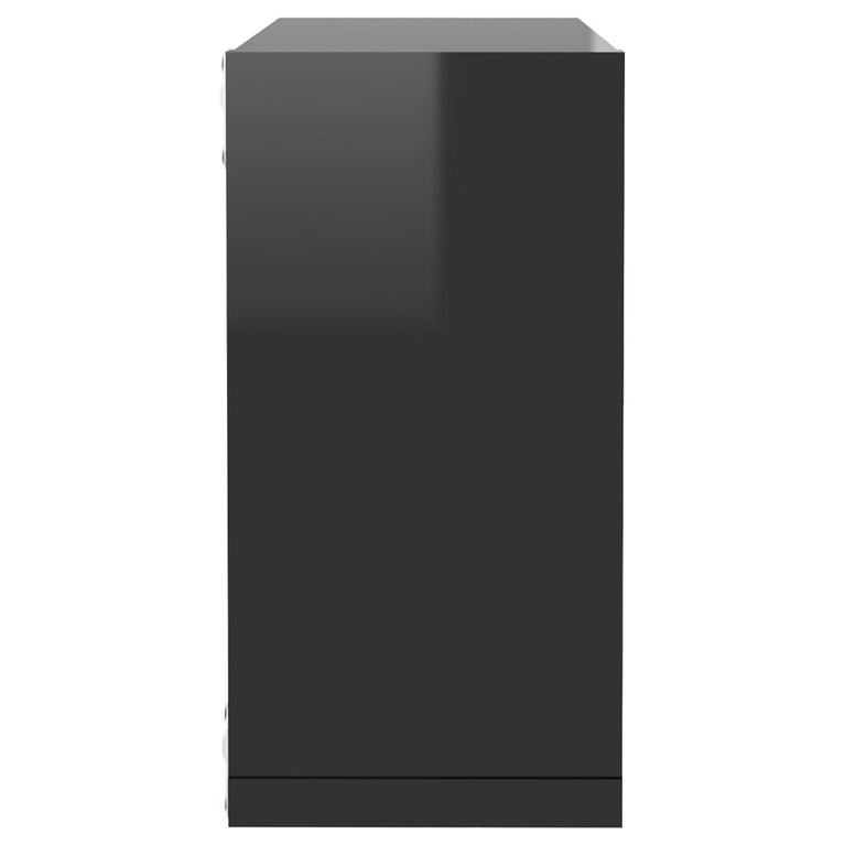 Wandschappen kubus 6 st 30x15x30 cm hoogglans zwart MeubelReus