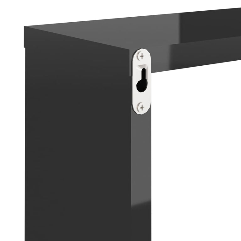 Wandschappen kubus 6 st 30x15x30 cm hoogglans zwart MeubelReus