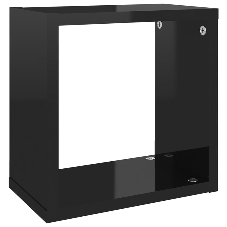 Wandschappen kubus 6 st 26x15x26 cm hoogglans zwart MeubelReus