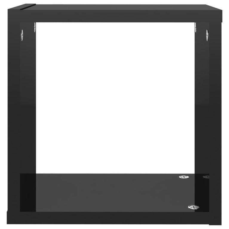 Wandschappen kubus 6 st 26x15x26 cm hoogglans zwart MeubelReus