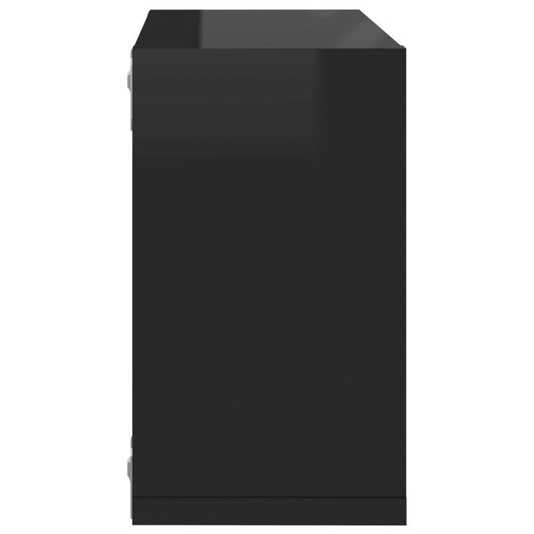 Wandschappen kubus 6 st 26x15x26 cm hoogglans zwart MeubelReus