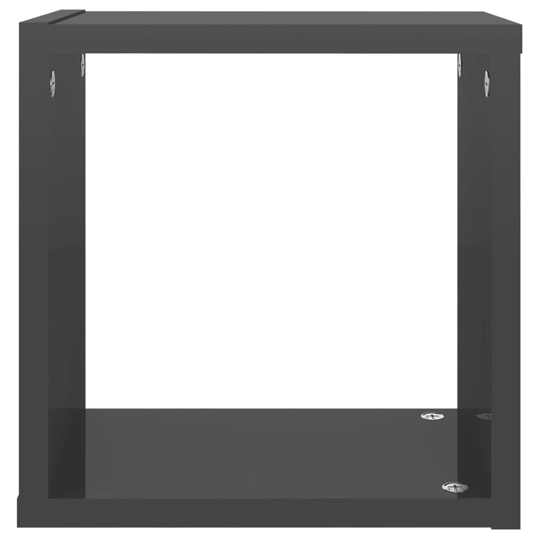 Wandschappen kubus 2 st 26x15x26 cm hoogglans grijs MeubelReus