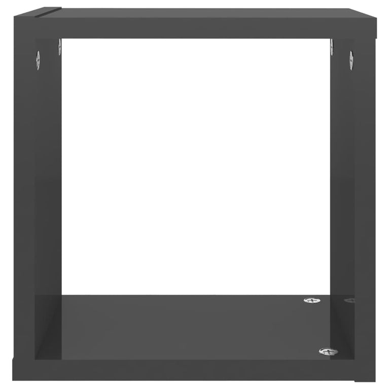 Wandschappen kubus 6 st 26x15x26 cm hoogglans grijs MeubelReus