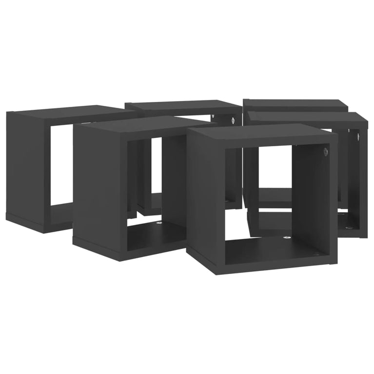Wandschappen kubus 6 st 22x15x22 cm grijs MeubelReus