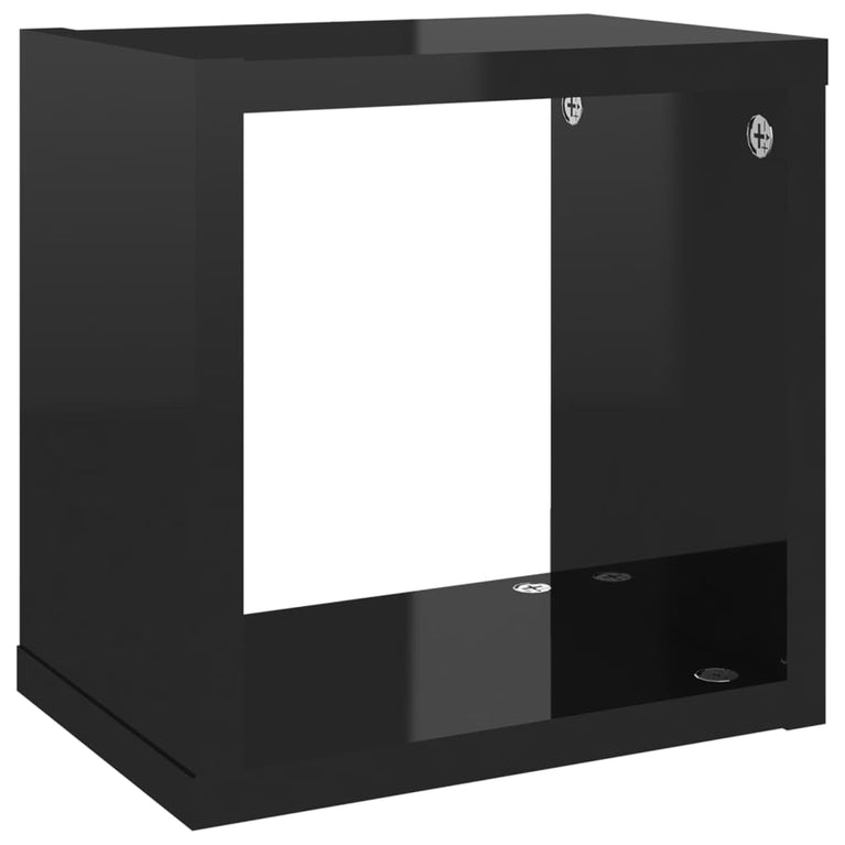 Wandschappen kubus 6 st 22x15x22 cm hoogglans zwart MeubelReus