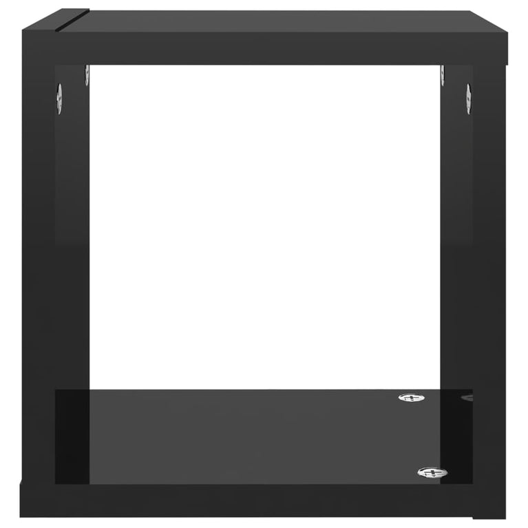 Wandschappen kubus 6 st 22x15x22 cm hoogglans zwart MeubelReus