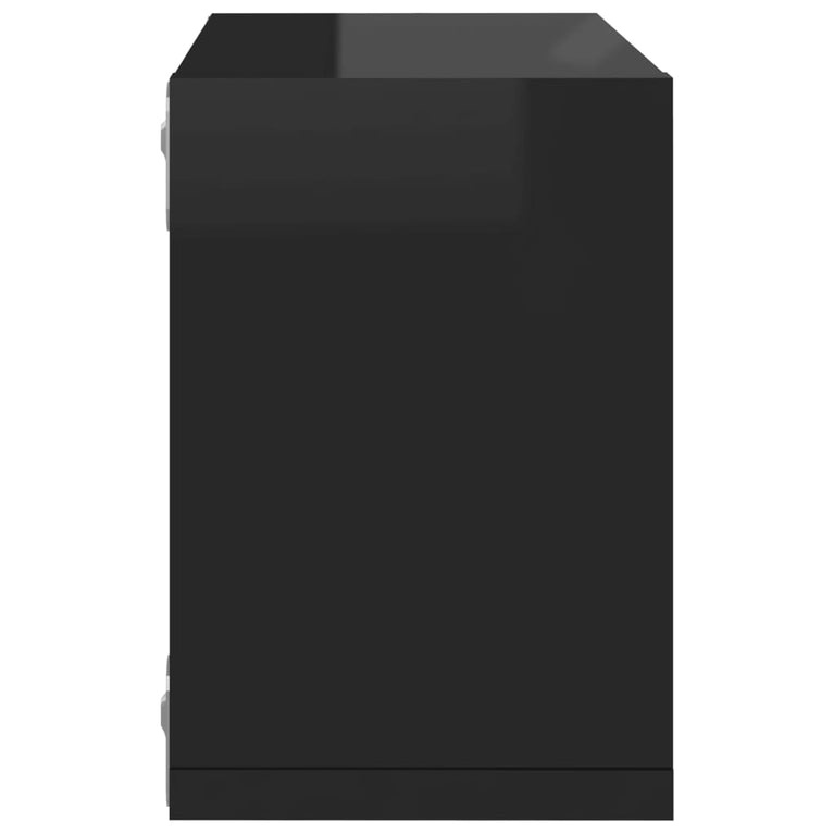 Wandschappen kubus 6 st 22x15x22 cm hoogglans zwart MeubelReus