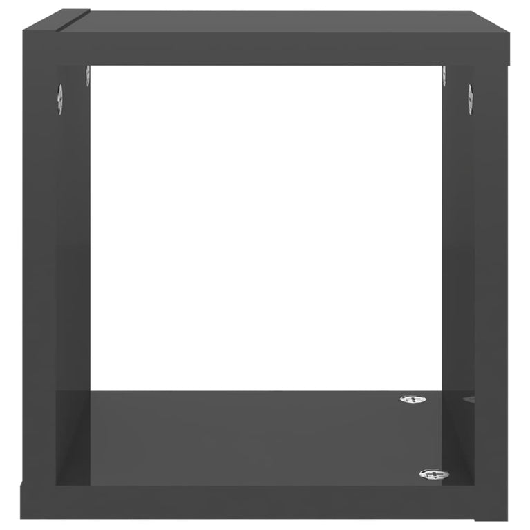 Wandschappen kubus 4 st 22x15x22 cm hoogglans grijs MeubelReus