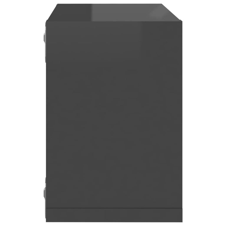 Wandschappen kubus 4 st 22x15x22 cm hoogglans grijs MeubelReus