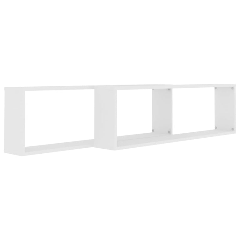 Wandschappen kubus 2 st 100x15x30 cm bewerkt hout wit MeubelReus