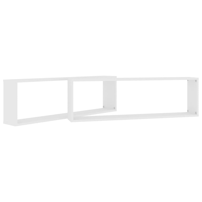 Wandschappen kubus 2 st 100x15x30 cm bewerkt hout wit MeubelReus