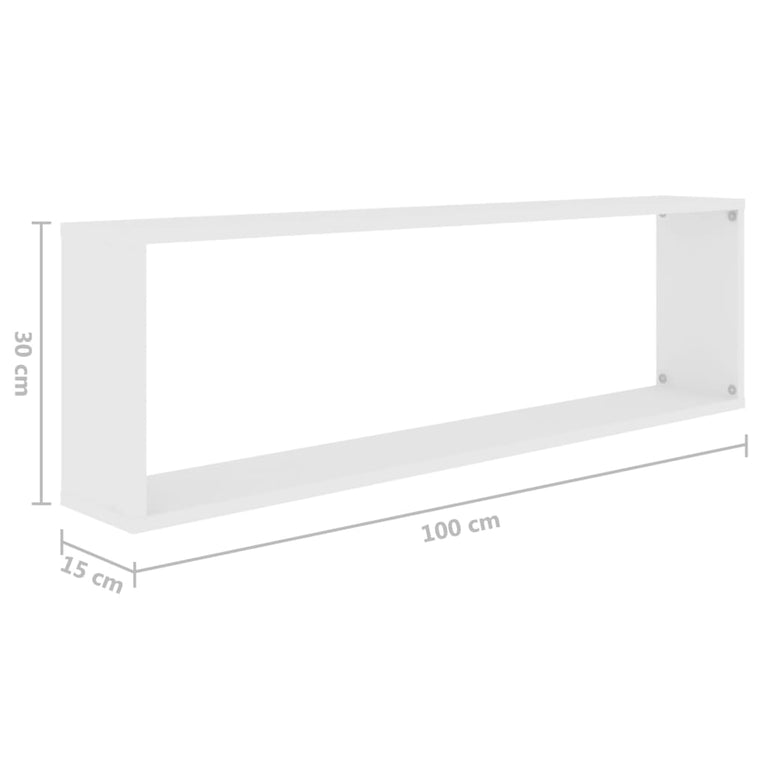 Wandschappen kubus 2 st 100x15x30 cm bewerkt hout wit MeubelReus