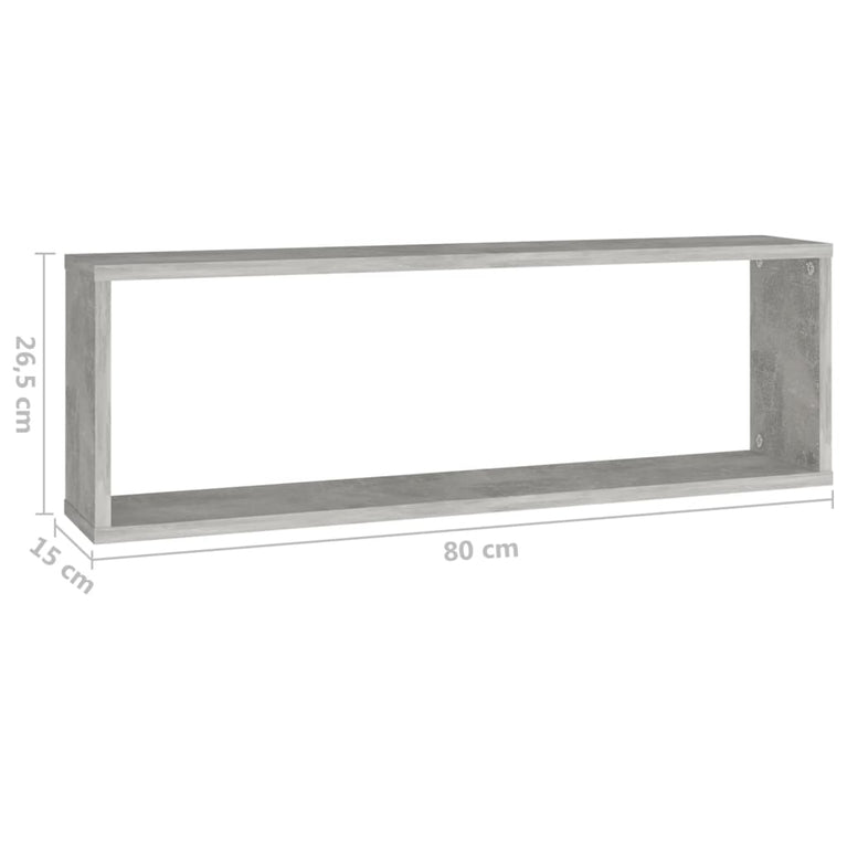 Wandschappen kubus 2 st 80x15x26,5 cm spaanplaat betongrijs MeubelReus