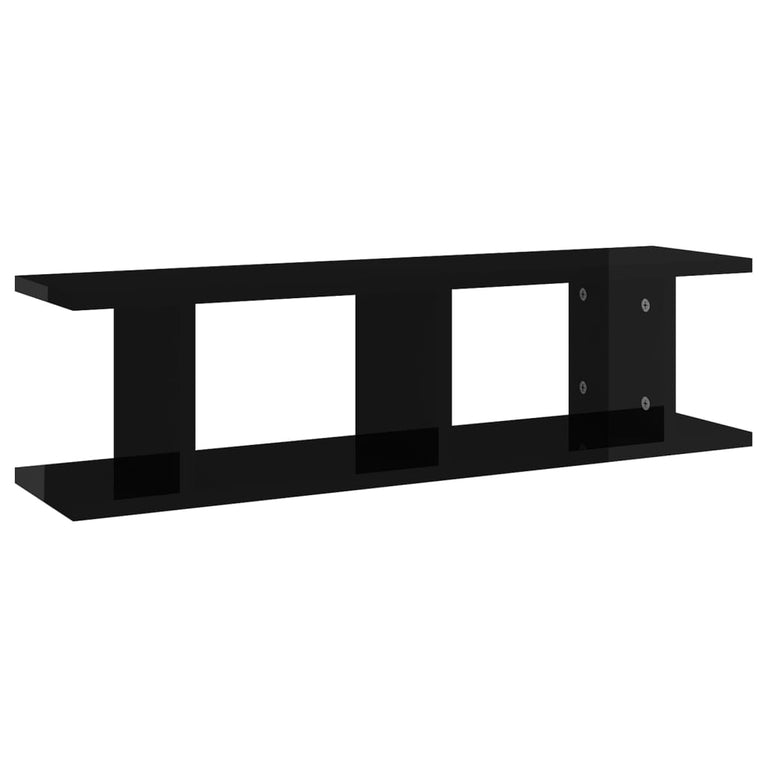 Wandschappen 2 st 75x18x20 cm bewerkt hout hoogglans zwart MeubelReus
