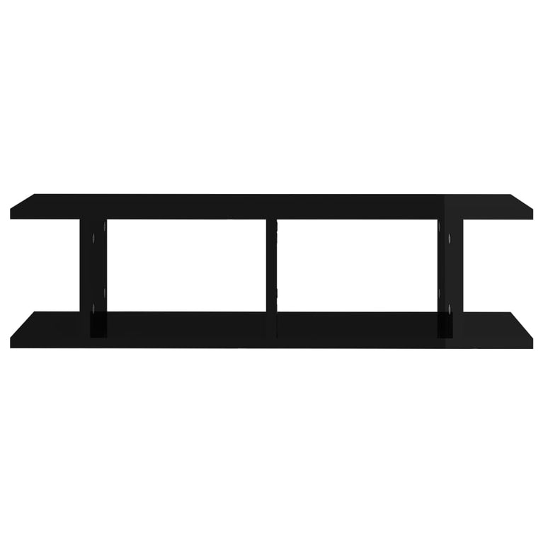 Wandschappen 2 st 75x18x20 cm bewerkt hout hoogglans zwart MeubelReus