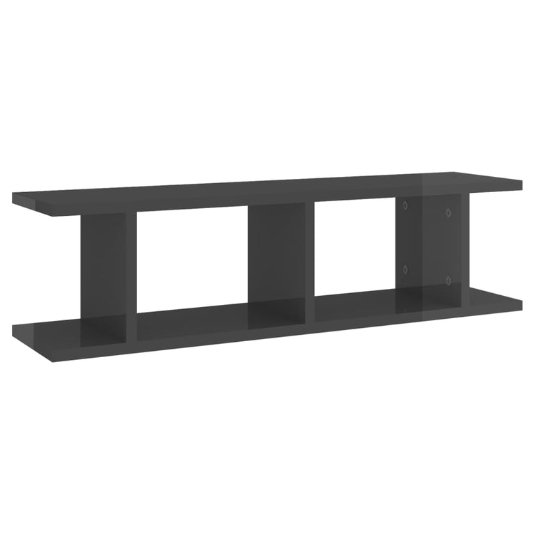 Wandschappen 2 st 75x18x20 cm bewerkt hout hoogglans grijs MeubelReus