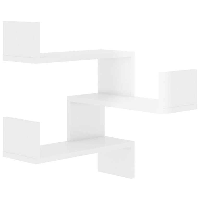 Hoekwandschappen 2 st 40x40x50 cm spaanplaat hoogglans wit MeubelReus