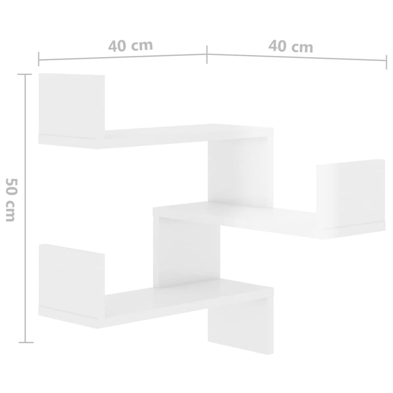 Hoekwandschappen 2 st 40x40x50 cm spaanplaat hoogglans wit MeubelReus