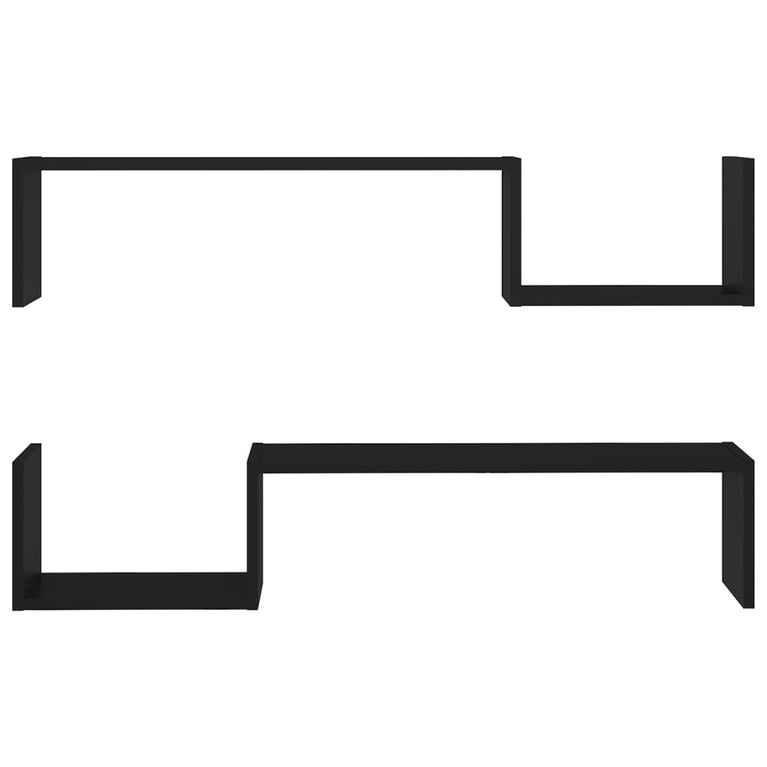 Wandschappen 2 st 100x15x20 cm spaanplaat zwart MeubelReus