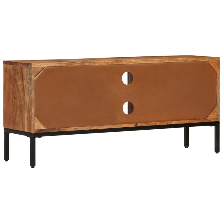 Tv-meubel 110x30x50 cm massief acaciahout honingbruin en grijs MeubelReus
