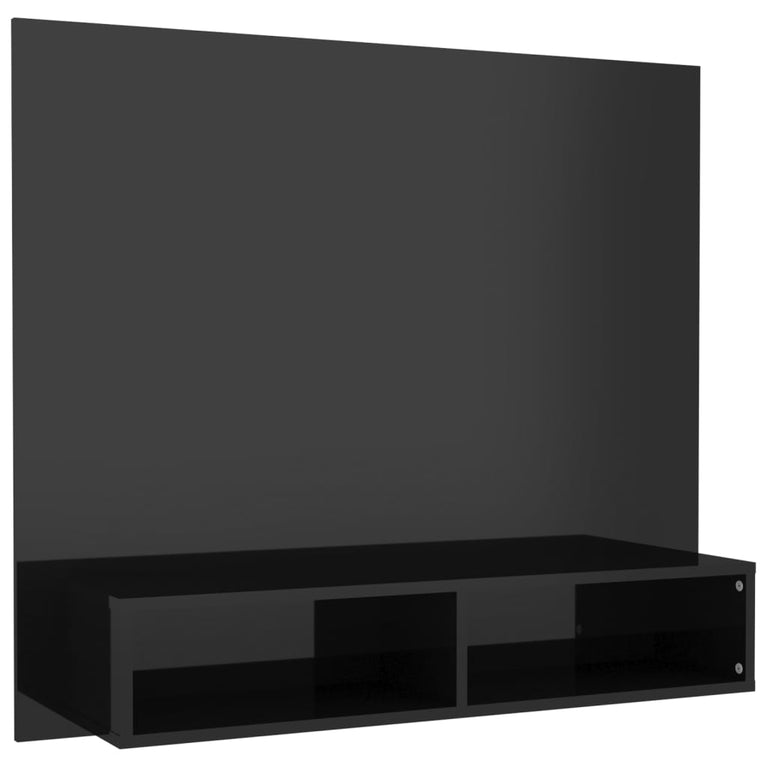 Tv-wandmeubel 102x23,5x90 cm spaanplaat hoogglans zwart MeubelReus