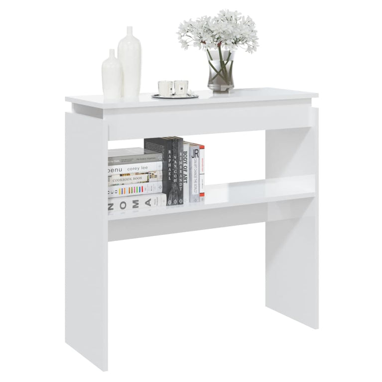 Wandtafel 80x30x80 cm spaanplaat hoogglans wit
