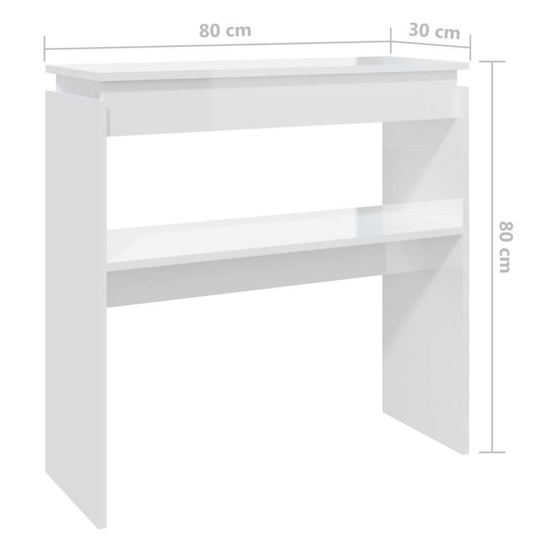 Wandtafel 80x30x80 cm spaanplaat hoogglans wit