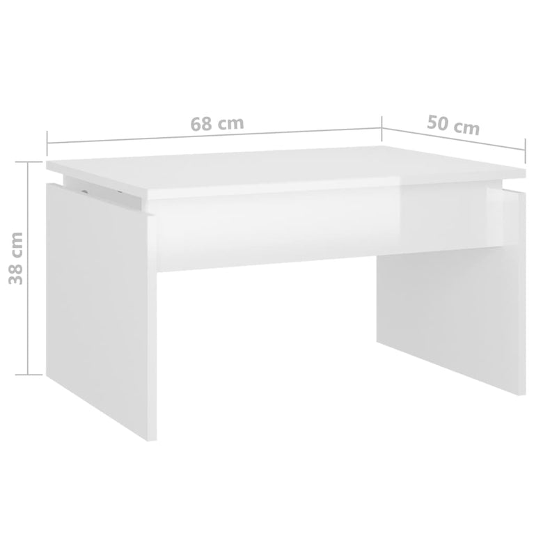 Salontafel 68x50x38 cm spaanplaat hoogglans wit MeubelReus