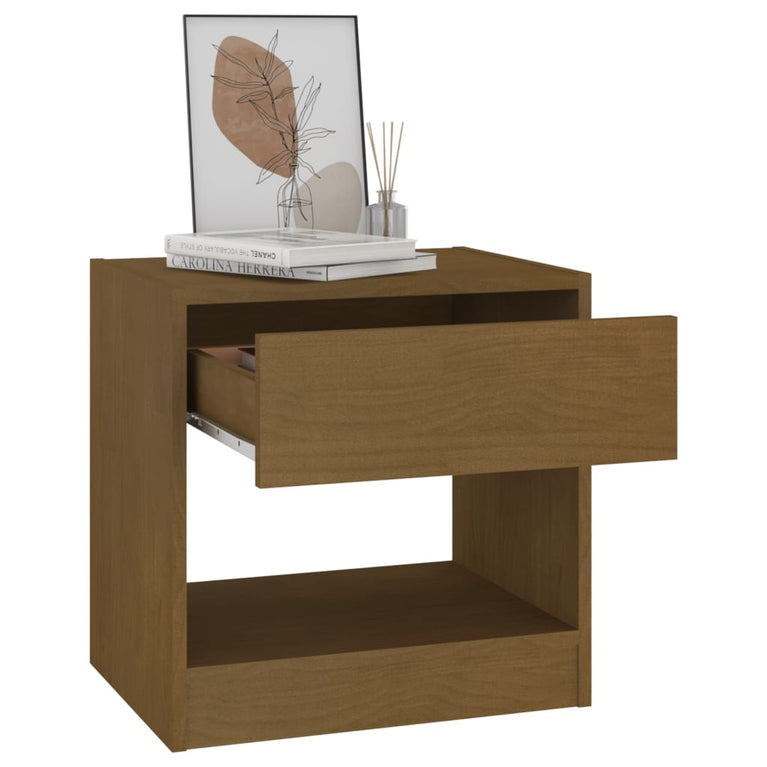 Nachtkastje 40x31x40 cm massief grenenhout honingbruin MeubelReus