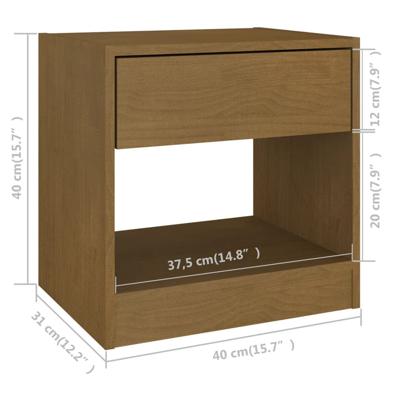 Nachtkastjes 2 st 40x31x40 cm massief grenenhout honingbruin MeubelReus