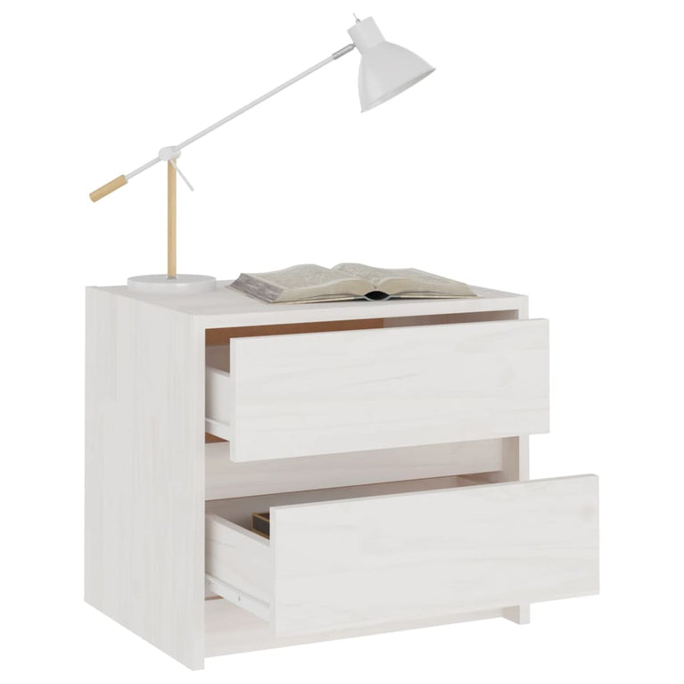 Nachtkastjes 2 st 40x30,5x35,5 cm massief grenenhout wit MeubelReus