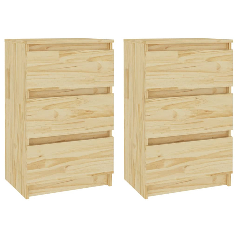 Nachtkastjes 2 st 40x29,5x64 cm massief grenenhout MeubelReus