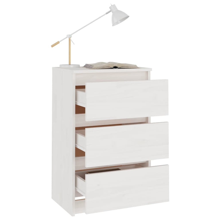 Nachtkastje 40x29,5x64 cm massief grenenhout wit MeubelReus