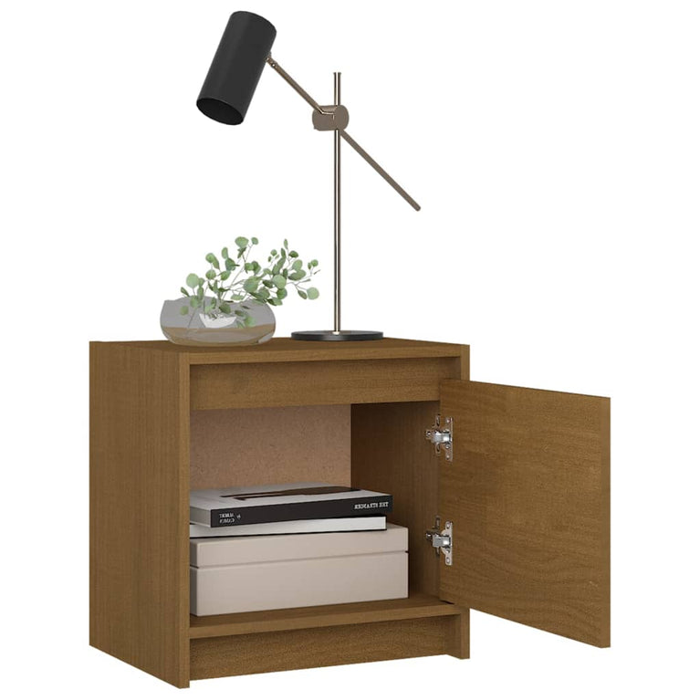 Nachtkastjes 2 st 40x30,5x40 cm massief grenenhout honingbruin MeubelReus