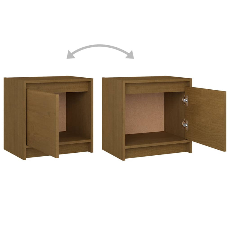 Nachtkastjes 2 st 40x30,5x40 cm massief grenenhout honingbruin MeubelReus