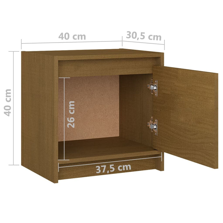 Nachtkastjes 2 st 40x30,5x40 cm massief grenenhout honingbruin MeubelReus