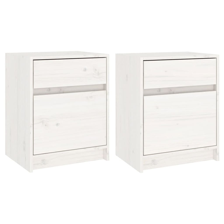 Nachtkastjes 2 st 40x31x50 cm massief grenenhout wit MeubelReus