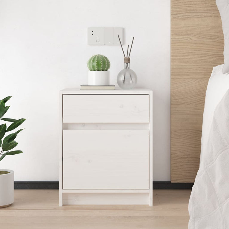 Nachtkastjes 2 st 40x31x50 cm massief grenenhout wit MeubelReus