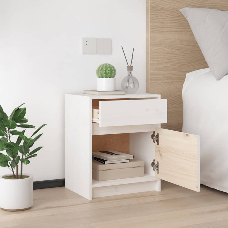Nachtkastjes 2 st 40x31x50 cm massief grenenhout wit MeubelReus