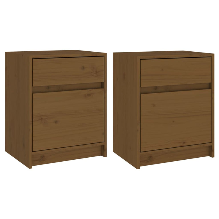 Nachtkastjes 2 st 40x31x50 cm massief grenenhout honingbruin MeubelReus