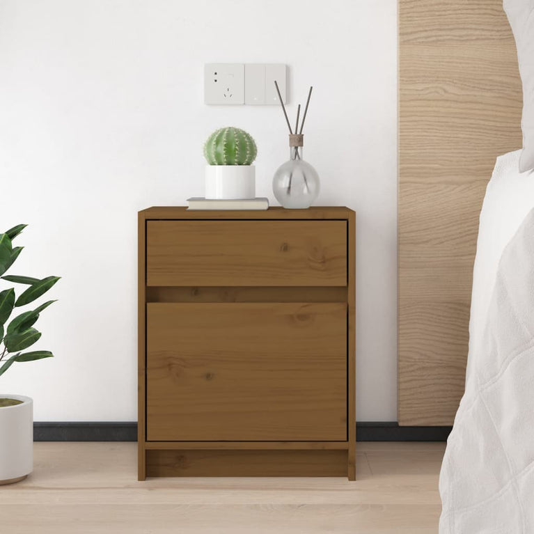 Nachtkastjes 2 st 40x31x50 cm massief grenenhout honingbruin MeubelReus