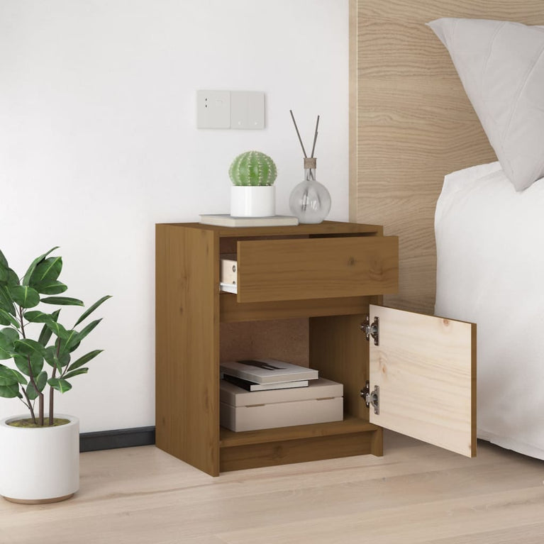 Nachtkastjes 2 st 40x31x50 cm massief grenenhout honingbruin MeubelReus