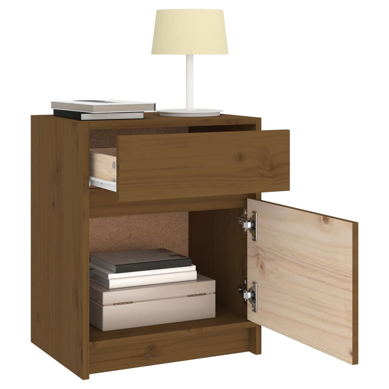 Nachtkastjes 2 st 40x31x50 cm massief grenenhout honingbruin MeubelReus