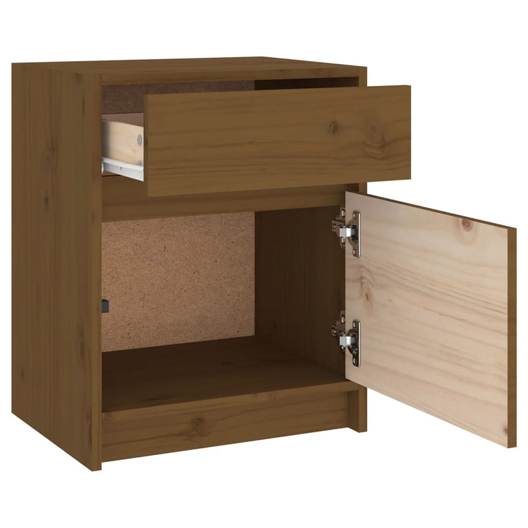 Nachtkastjes 2 st 40x31x50 cm massief grenenhout honingbruin MeubelReus