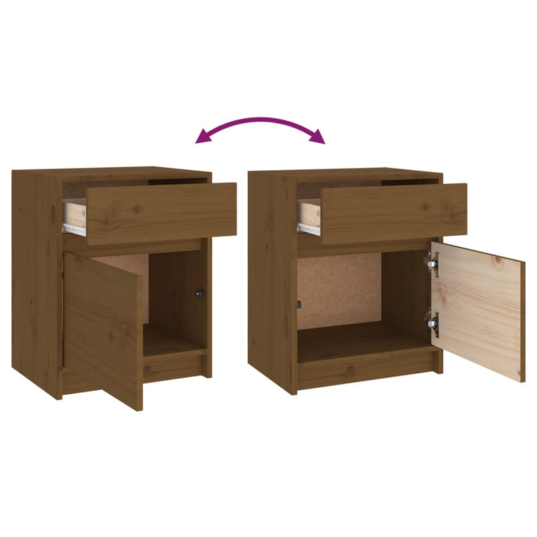 Nachtkastjes 2 st 40x31x50 cm massief grenenhout honingbruin MeubelReus
